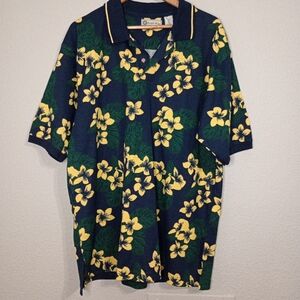 Vintage Bugle boy tropical Hawaiian print polo shirt